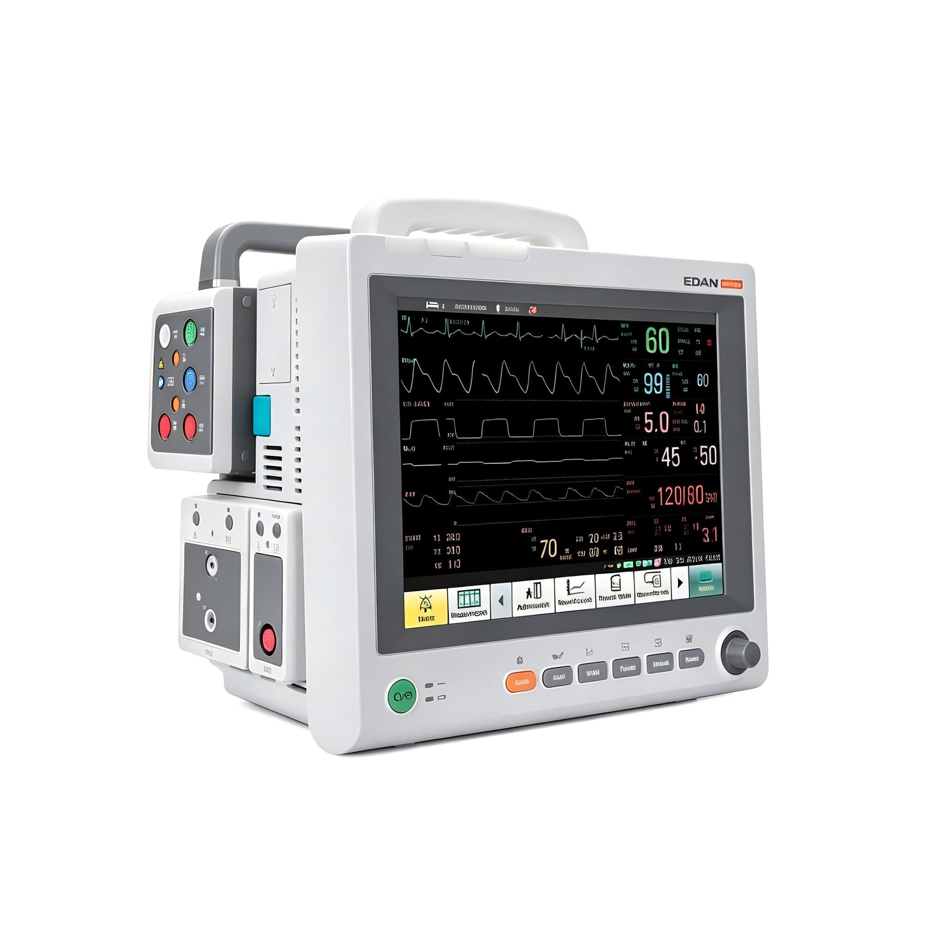 EDAN Elite V5 modular patient monitor with 12.1-inch touchscreen for critical care monitoring