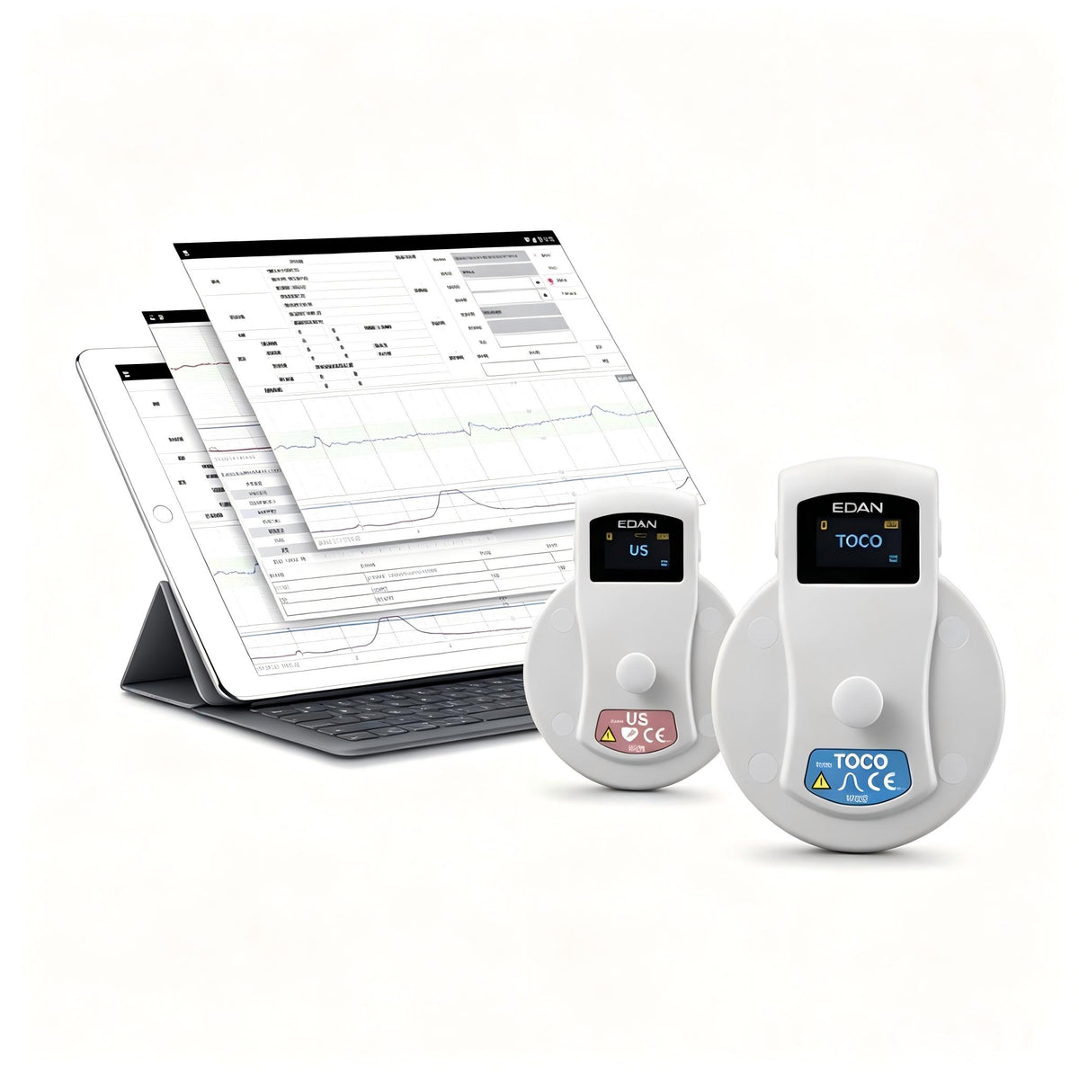 EDAN FTS-6 Mobile portable remote fetal monitor with tablet and wireless probes for home and hospital use