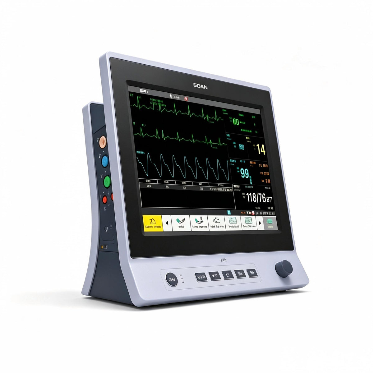 EDAN X12 multi-parameter patient monitor with 12.1-inch color touchscreen for bedside vital signs monitoring
