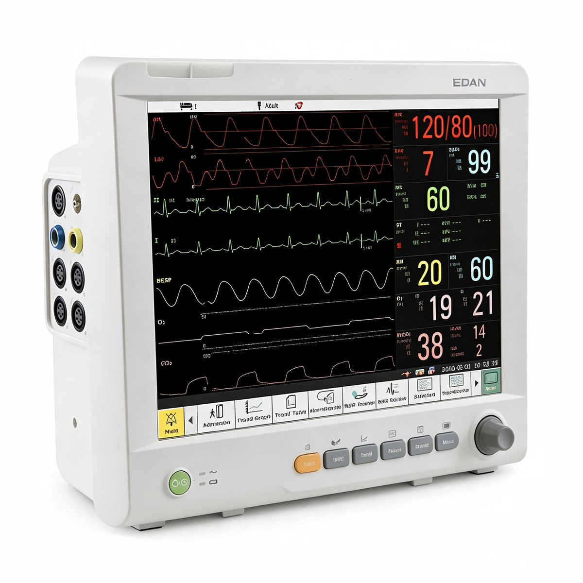 EDAN iM80 multi-parameter patient monitor with 15-inch touchscreen for critical care monitoring