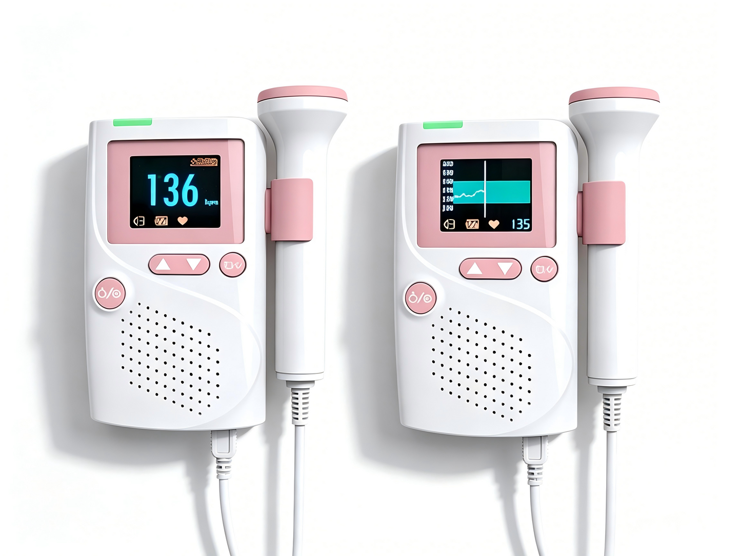 GHM FD88 Fetal Doppler – Portable 1.77" TFT Display Fetal Heart Rate Monitor with Trend Graph, Rechargeable Battery, and Pink Carry Bag #