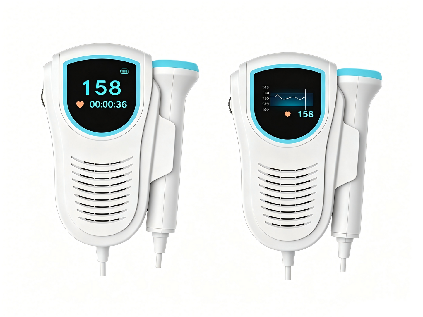 GHM L6T Fetal Doppler – Portable 2.4" Display Fetal Heart Rate Monitor with FHR Trend Graph, Optional Temperature Probe, Rechargeable Battery, and USB Charging #