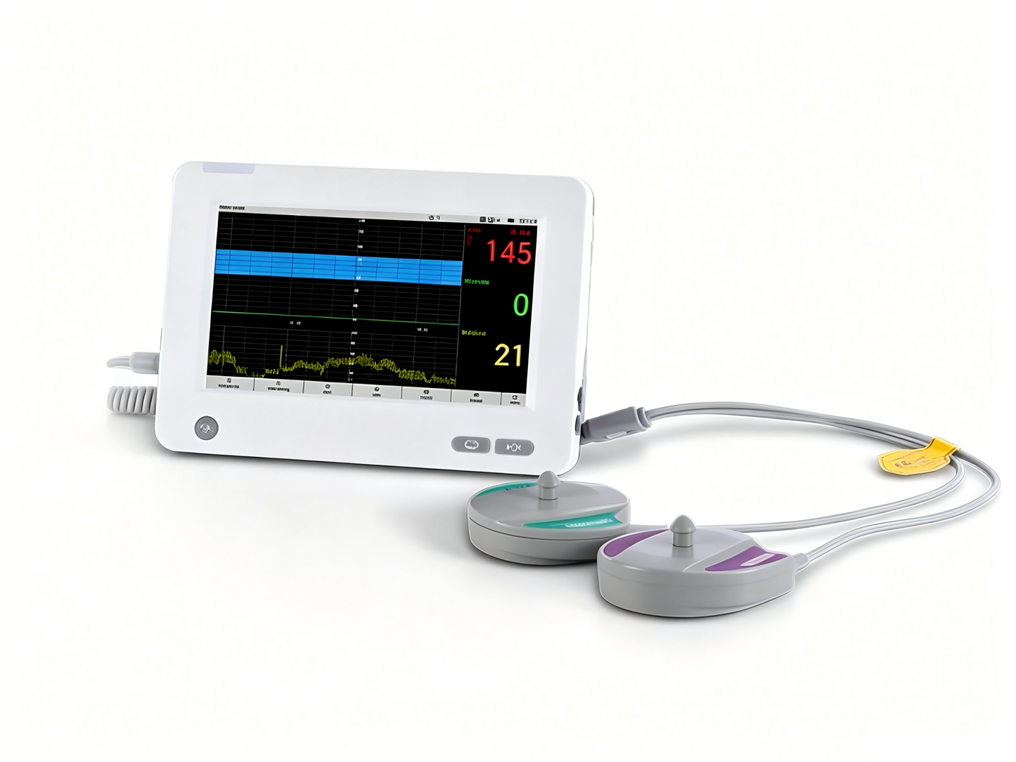 GHM L8F Fetal Monitor – 7" Android Touchscreen Portable PAD Monitor with WiFi, Laser Printer Support, Bluetooth Probe Compatibility, and Auto CTG Scoring #