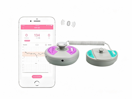 GHM eFM-50 Bluetooth Fetal Monitor – Portable Wireless Fetal/Maternal Monitor with Smartphone APP, DSP Technology, Multi-Crystal Probe, and Cloud Data Storage #