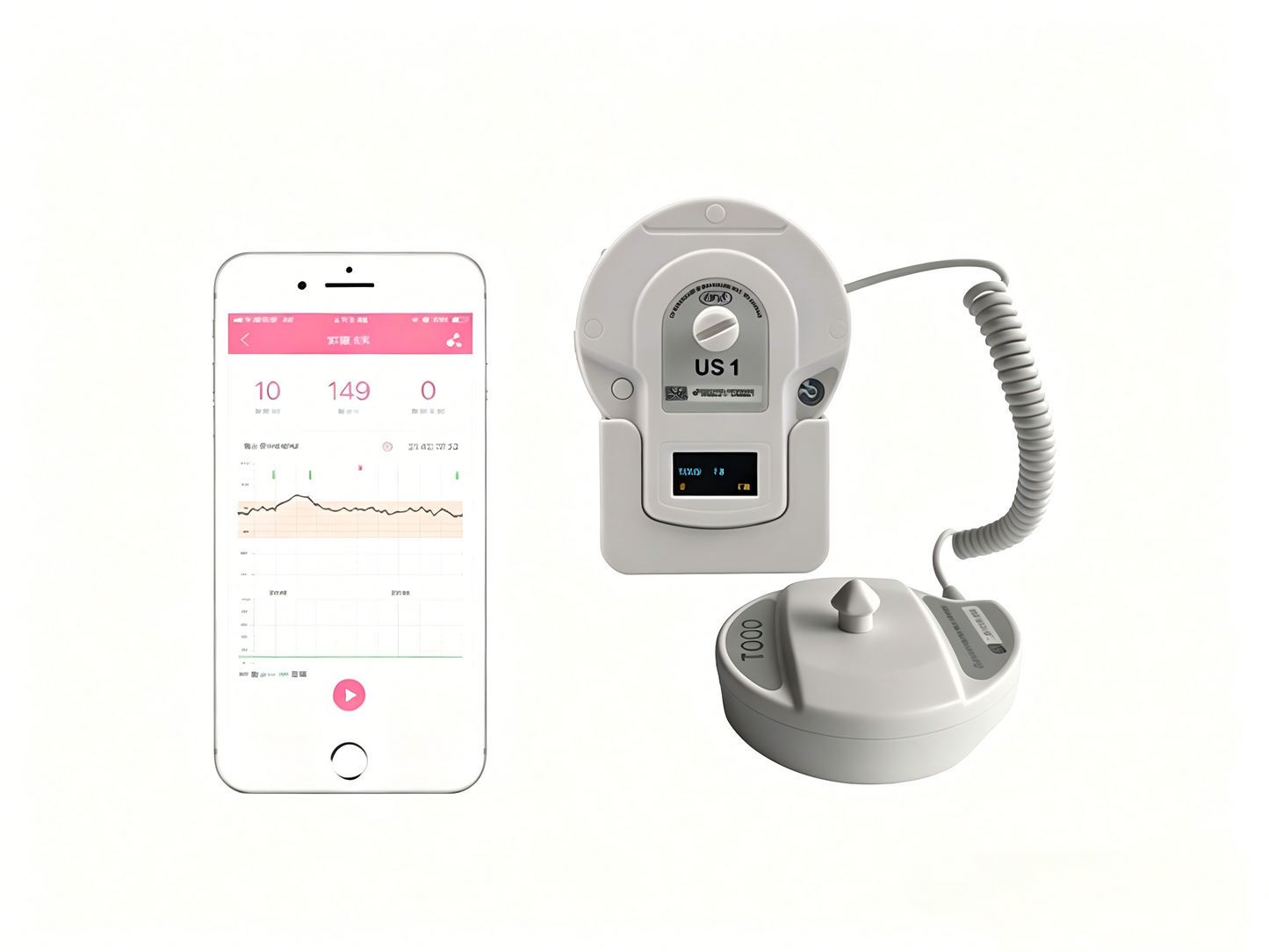 GHM eFM-60 Bluetooth Fetal Monitor – Portable Wireless Fetal/Maternal Monitor with Smartphone APP, DSP Technology, Multi-Crystal Probe, and Cloud Data Storage #