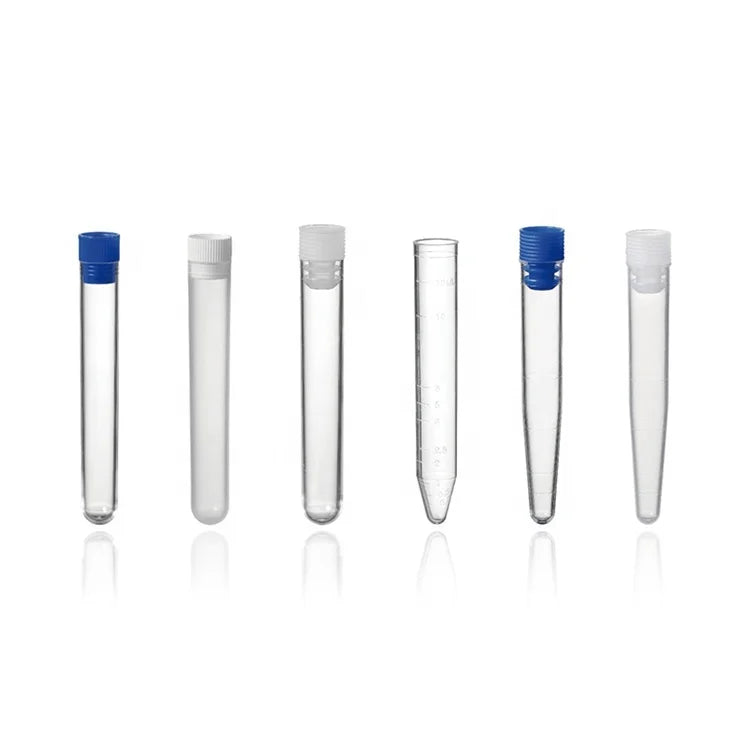 PE/PP/PS Plastic Flat Bottom test Tube With Screw Cap #
