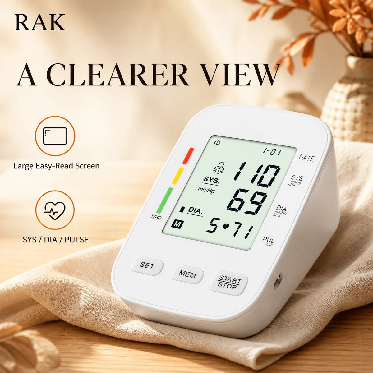 数字血压计 电子血压计 3mmHg 精度 2x99 用户记忆单元 LCD 显示屏 可拆卸电池 CE 认证