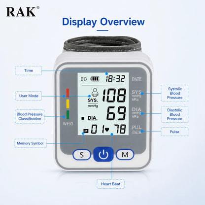 OEM 电动数字腕式血压计自动血压测量仪大液晶屏语音播报2*99记忆便携式