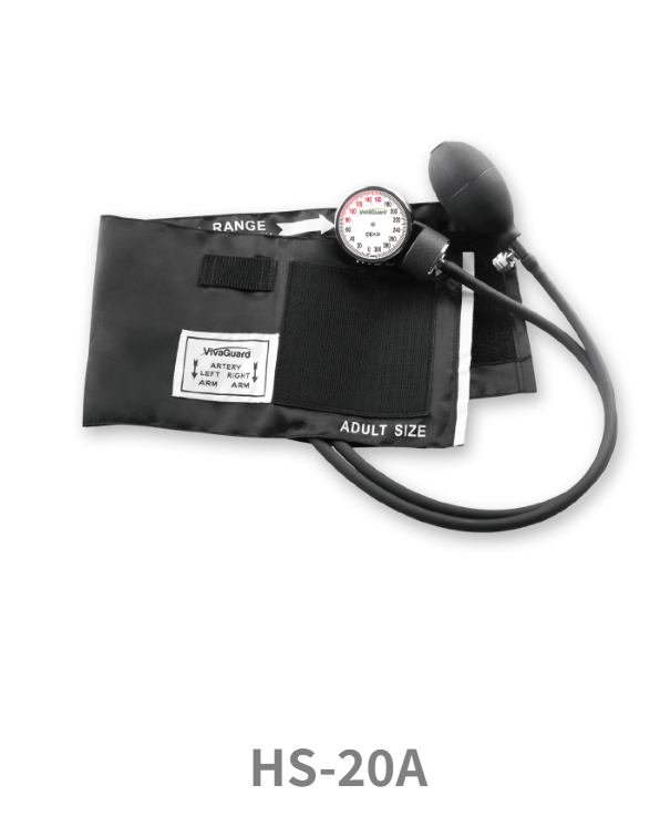 Global Healthcare Medical GHM HS-20A US aneroid sphygmomanometer with Korotkoff sound measurement method, 0–300 mmHg range, ±3 mmHg accuracy, 2 mmHg scale graduation, and durable manual design for professional clinical blood pressure measurement