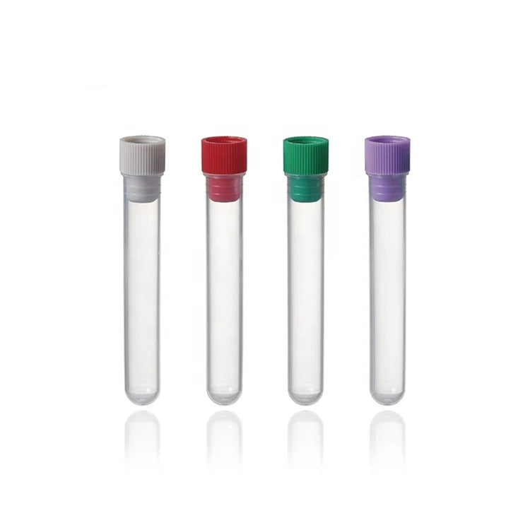 PE/PP/PS Plastic Flat Bottom test Tube With Screw Cap #