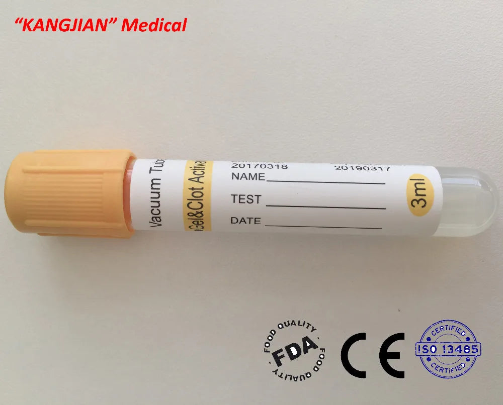 Hospital Medical 4ml Yellow Top Gel & Clot Activator Vacutainer Disposable Sterile Vacuum Blood Collection Tube #