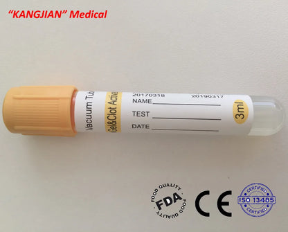 Hospital Medical 4ml Yellow Top Gel & Clot Activator Vacutainer Disposable Sterile Vacuum Blood Collection Tube #