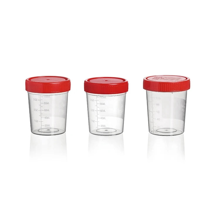 Factory Direct Sale 100ml Disposable Urine Plastic Cup Urine Sample Container With Lids #