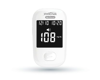 Global Healthcare Medical GHM Ino Sound US blood glucose monitoring system - Bluetooth-enabled blood glucose meter with 5-second test time, 20-600 mg/dL range, 1,000-result memory, and Guard app connectivity for home glucose monitoring