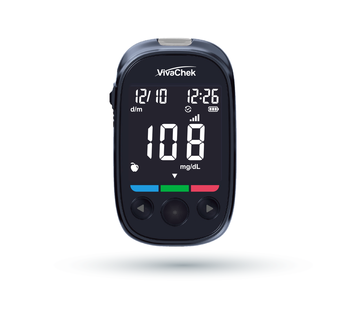 Global Healthcare Medical GHM Link Plus US blood glucose monitoring system - 4G-connected rechargeable blood glucose meter with 5-second test time, 0.5 µL sample, 10-600 mg/dL range, 500-result memory, and cloud synchronization for home glucose monitoring