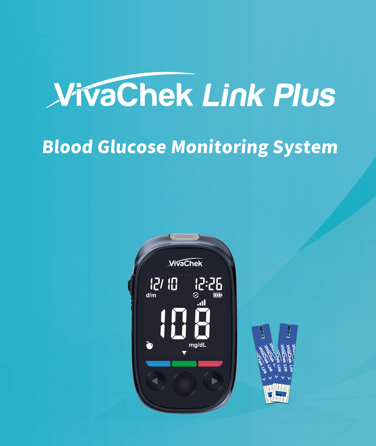 Global Healthcare Medical GHM Link Plus US blood glucose monitoring system - 4G-connected rechargeable blood glucose meter with 5-second test time, 0.5 µL sample, 10-600 mg/dL range, 500-result memory, and cloud synchronization for home glucose monitoring