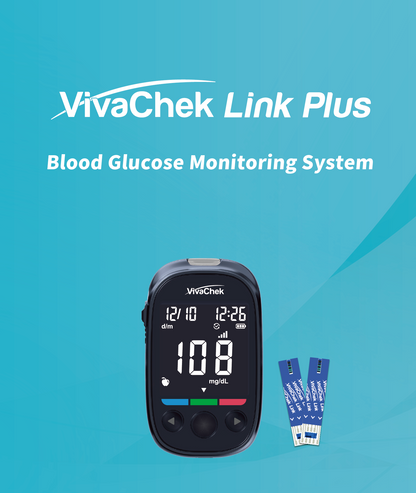 Global Healthcare Medical GHM Link Plus US blood glucose monitoring system - 4G-connected rechargeable blood glucose meter with 5-second test time, 0.5 µL sample, 10-600 mg/dL range, 500-result memory, and cloud synchronization for home glucose monitoring