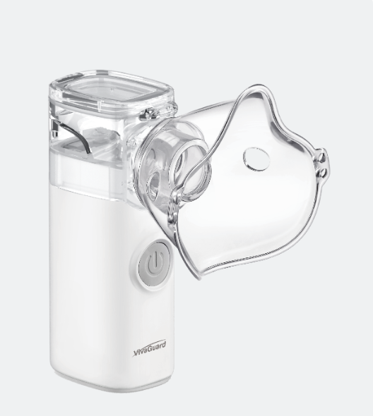 Global Healthcare Medical GHM M7 US mesh nebulizer with vibrating mesh technology, ≤3 μm particle size, ≥0.2 mL/min nebulization rate, ≤50 dB quiet operation, 8 mL medication capacity, and battery or USB power for professional and home use