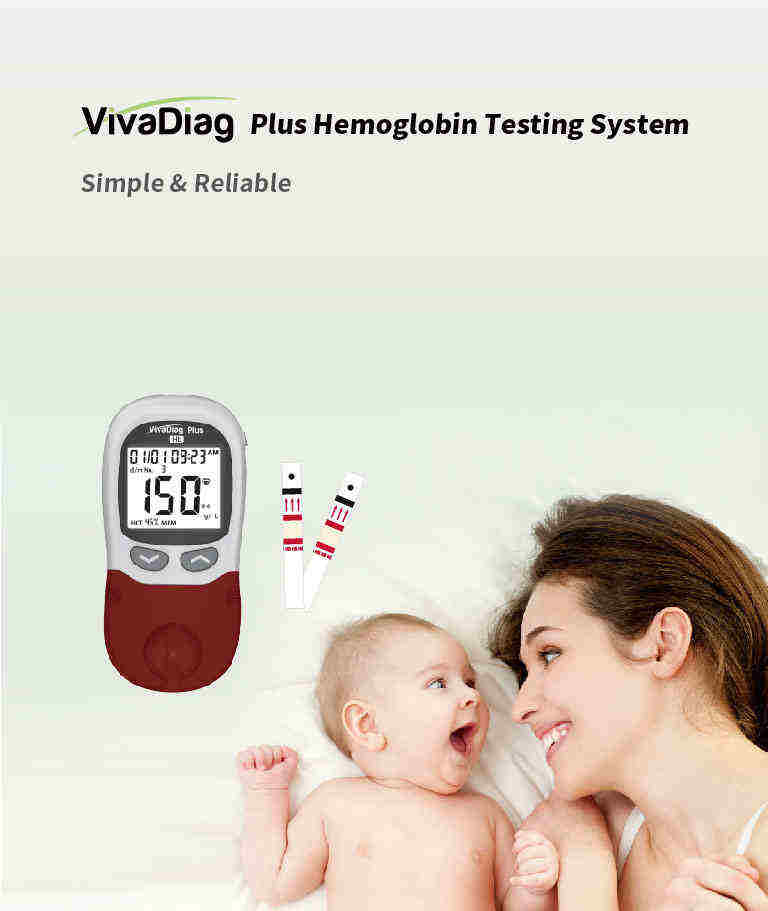 Global Healthcare Medical GHM HB US Plus Hemoglobin Testing System - portable hand-held analyzer for quantitative determination of total hemoglobin in capillary or venous whole blood with 3-second test time, 15 μL sample volume, reagent-free microcuvettes, and 1,000-result memory for anemia screening and hemoglobin monitoring