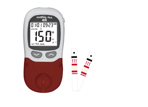 Global Healthcare Medical GHM HB US Plus Hemoglobin Testing System - portable hand-held analyzer for quantitative determination of total hemoglobin in capillary or venous whole blood with 3-second test time, 15 μL sample volume, reagent-free microcuvettes, and 1,000-result memory for anemia screening and hemoglobin monitoring