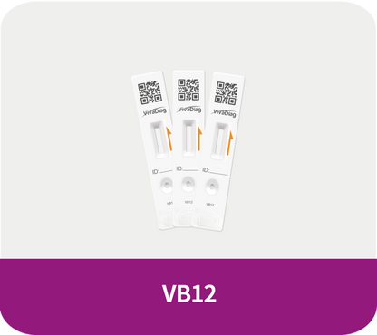 Global Healthcare Medical GHM VB12 US vitamin B12 test kit (FIA) - quantitative fluorescence immunoassay for vitamin B12 measurement in whole blood, serum, or plasma with 15-minute test time and FIA analyzer compatibility for vitamin B12 deficiency assessment