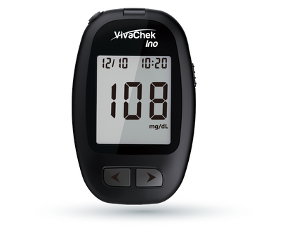 Global Healthcare Medical GHM VGM01 US blood glucose monitoring system - compact automatic blood glucose meter with 5-second test time, 0.5 µL sample, 10-600 mg/dL range, and 900-result memory for home glucose monitoring