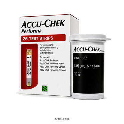 Accu-Chek Performa 25-test packaging — 50 test strips
