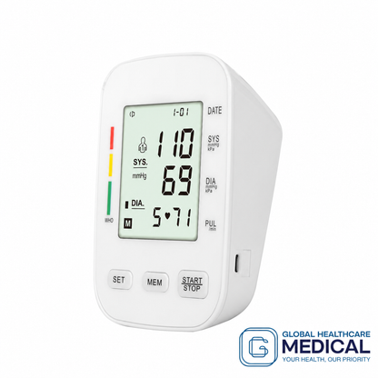 GHM RAK288 US digital blood pressure monitor angled side view