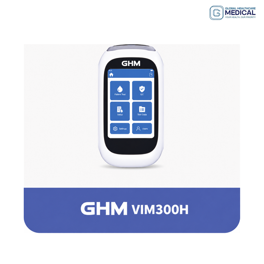 Global Healthcare Medical GHM VIM300H US FIA Multifunction Meter - Portable handheld Bluetooth fluorescence immunoassay reader with rapid results in minutes, built-in rechargeable battery, 370 g lightweight design, built-in thermal printer, and custom configuration support for point-of-care and laboratory testing