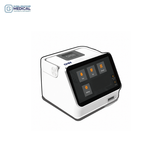 Global Healthcare Medical GHM VIM2000 US FIA Analyzer - Professional fluorescence immunochromatography analyzer with 7-inch LCD touchscreen, built-in incubator, 30+ parameter detection via ID card reading, integrated thermal printer, 50,000-result memory, and RJ-45/USB connectivity for point-of-care and clinical diagnostic testing