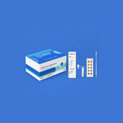 Global Healthcare Medical GHM SARS-CoV-2 Antigen Rapid Test US - Colloidal gold immunochromatography kit for qualitative detection of SARS-CoV-2 nucleocapsid antigen in nasal swab specimens with 15-minute results, CE marked and ISO 13485 certified for professional point-of-care use