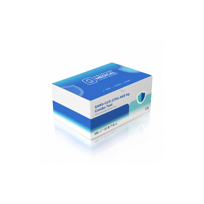 Global Healthcare Medical GHM SARS-CoV-2 / Flu A&B Antigen Combo Rapid Test US - Colloidal gold immunochromatography kit for qualitative detection and differentiation of SARS-CoV-2, Influenza A, and Influenza B antigens in nasal swab specimens with 15-minute results, CE marked and ISO 13485 certified for professional point-of-care use