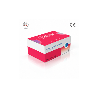 Global Healthcare Medical GHM Dengue IgG/IgM Rapid Test US - Colloidal gold immunochromatography kit for qualitative detection of dengue virus IgG and IgM antibodies in whole blood, serum, or plasma specimens with 15-minute results, 98.21% sensitivity and 99.18% specificity for IgM, CE marked and ISO 13485 certified for professional point-of-care use