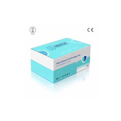 Global Healthcare Medical GHM Vibrio Cholerae O1/O139 Antigen Rapid Test US - Colloidal gold immunochromatography kit for qualitative detection and differentiation of Vibrio cholerae O1 and O139 antigens in feces specimens with 15-minute results, 95.0% pooled sensitivity and 95.0% pooled specificity vs. culture/PCR, CE marked and ISO 13485 certified for professional point-of-care use