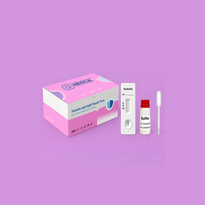 Global Healthcare Medical GHM Rubella IgG/IgM Rapid Test US - Colloidal gold immunochromatography kit for qualitative detection and differentiation of rubella virus IgG and IgM antibodies in whole blood, serum, or plasma specimens with 15-minute results, 98.01% sensitivity for IgG and 93.4% sensitivity for IgM, CE marked and ISO 13485 certified for professional point-of-care use