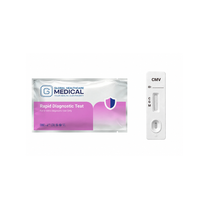 Global Healthcare Medical GHM CMV IgG/IgM Rapid Test US - Colloidal gold immunochromatography kit for qualitative detection and differentiation of Cytomegalovirus IgG and IgM antibodies in whole blood, serum, or plasma specimens with 10-minute results, 95.0% sensitivity for IgG and 93.2% sensitivity for IgM, CE marked and ISO 13485 certified for professional point-of-care use