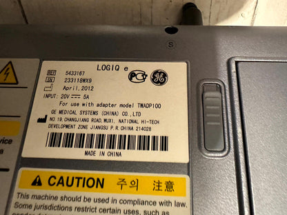 GE LOGIQ E  Ultrasound DOM 2012 -No probes #