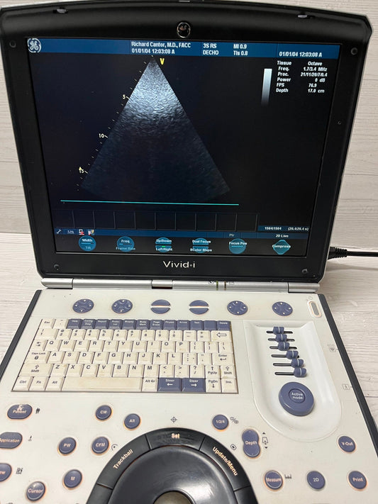 GE Vivid I Color Doppler Ultrasound Scanner, with 3s-RS cardiac & Linear L8-RS #