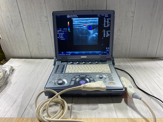 GE LogiQ E portable ultrasound with one linear array probe 8L-RS #