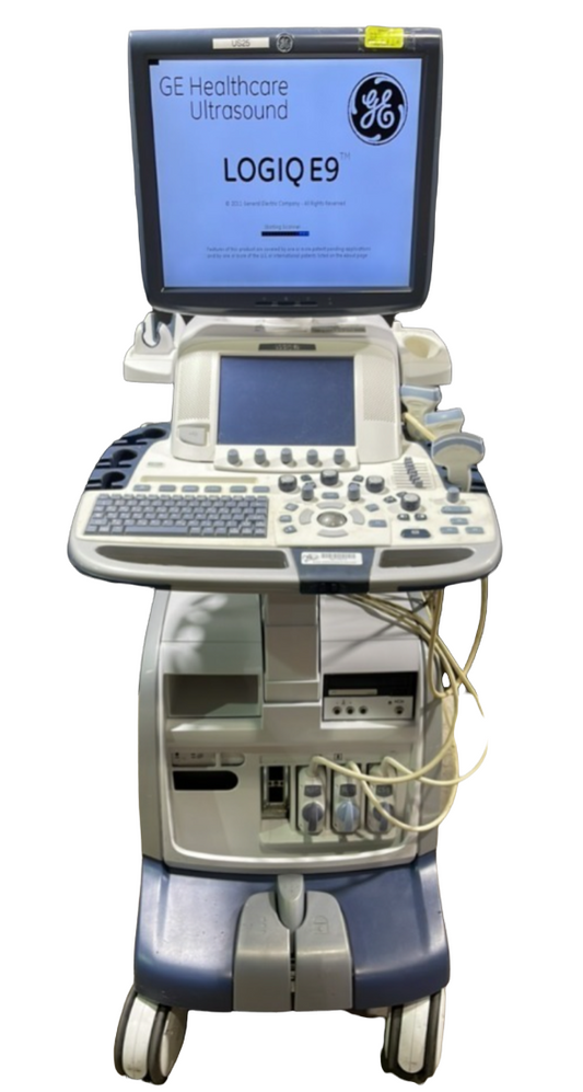GE LOGIQ E9 ULTRASOUND MACHINE WITH 3 PROBES (REF ML6-15, 9L-D, C1-5) (2009) #